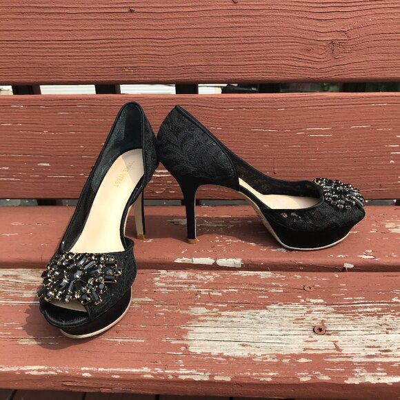 Gothic Lolita Victorian Lace & Rhinestones Stiletto Shoes US 6 - Picture 4 of 8